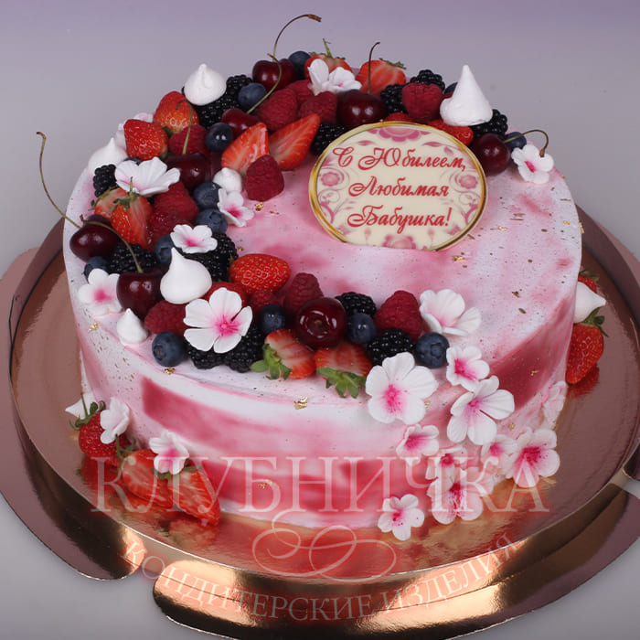 Торт на заказ "Милые орхидеи и ягоды " 2100 руб/кг